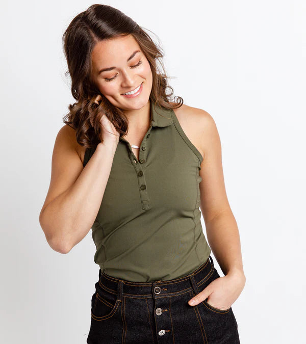 Coeur Sleeveless Polo - Sage