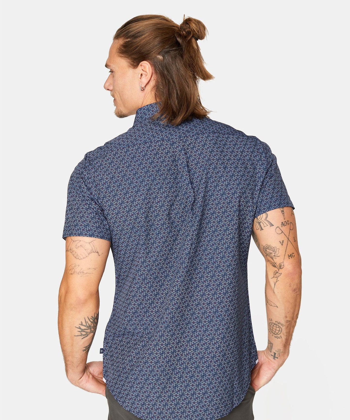 Counting Stars Button Up Short Sleeve Shirt - Navy