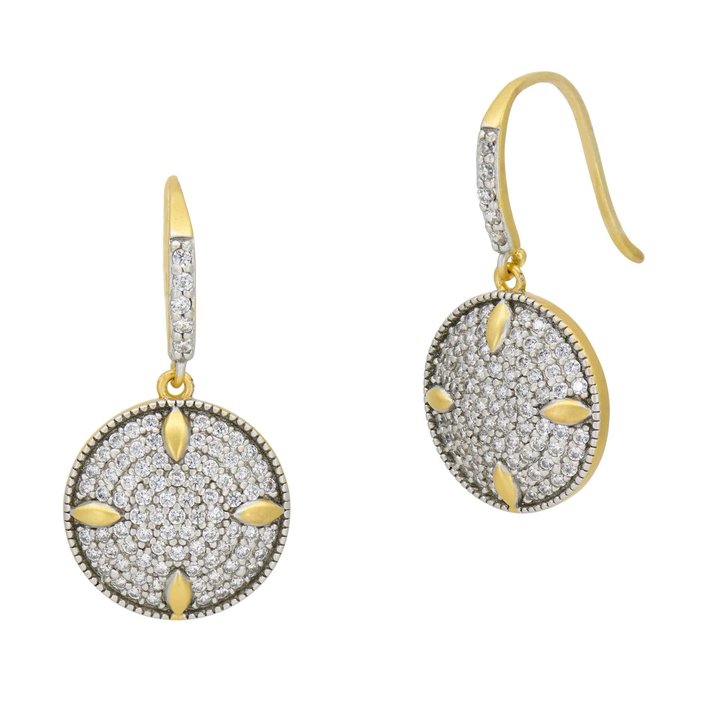 PETALS AND PAVE DISC EARRINGS