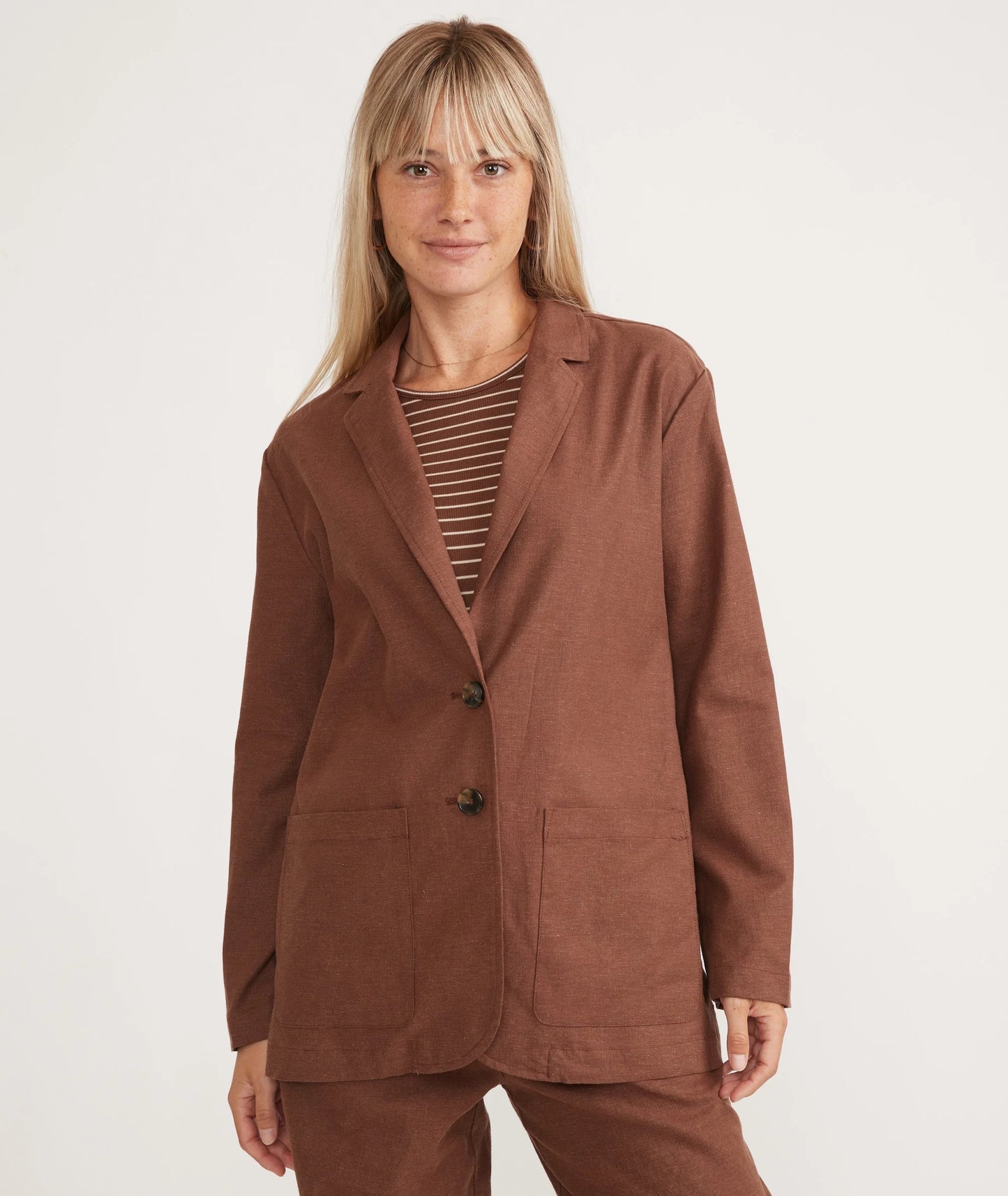 Flora Hemp Blazer - Pinecone