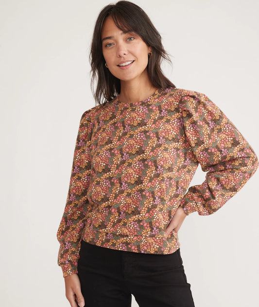 Enya Puff Sweatshirt - Cheetah Ditsy Floral