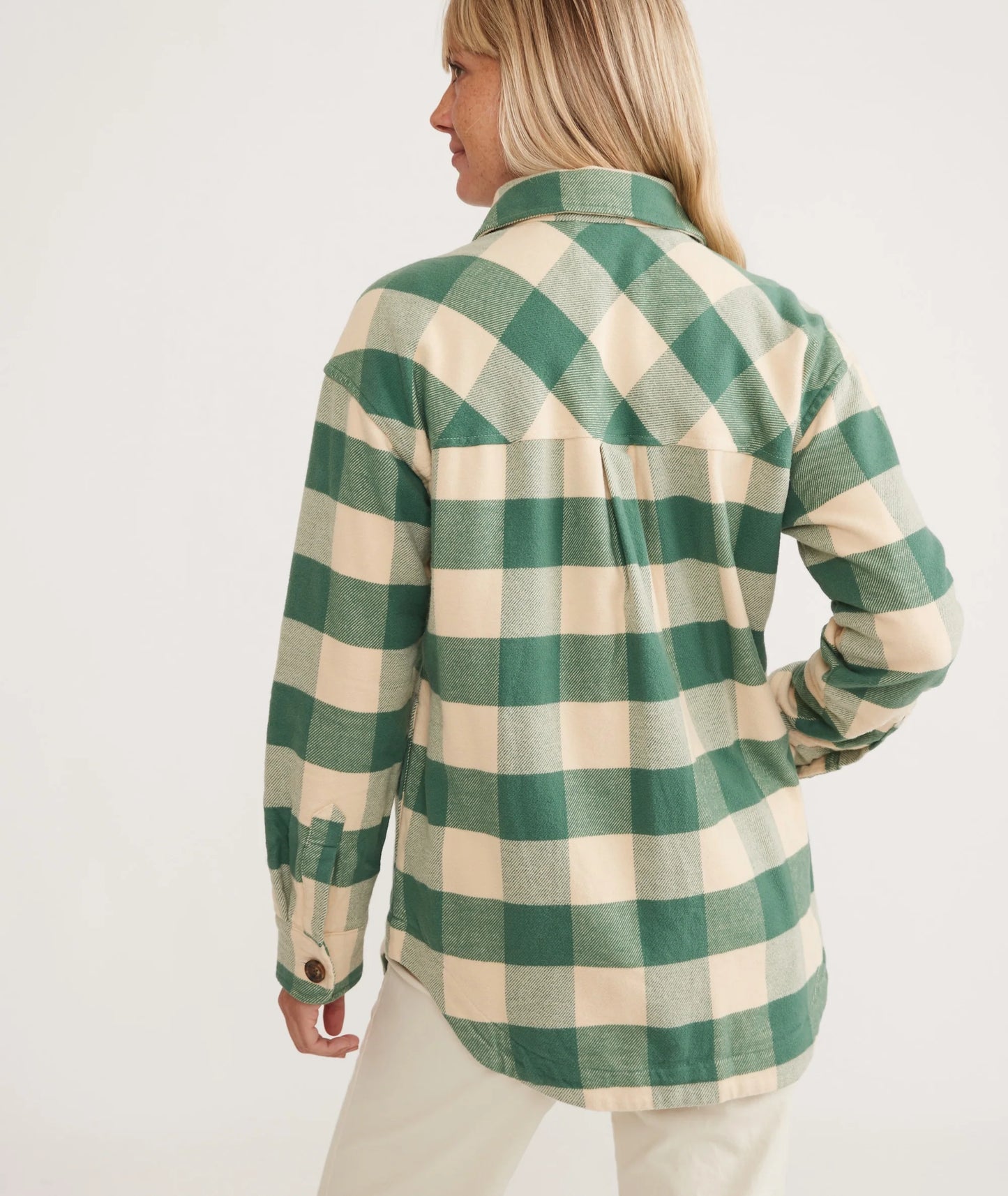 Bailey Flannel Shirt Jacket - Green Cream Buffalo