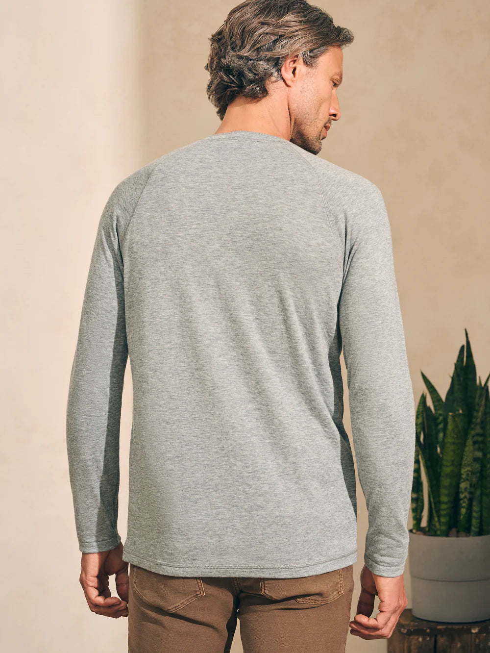 Cloud Cotton Long Sleeve Henley - Light Grey Heather