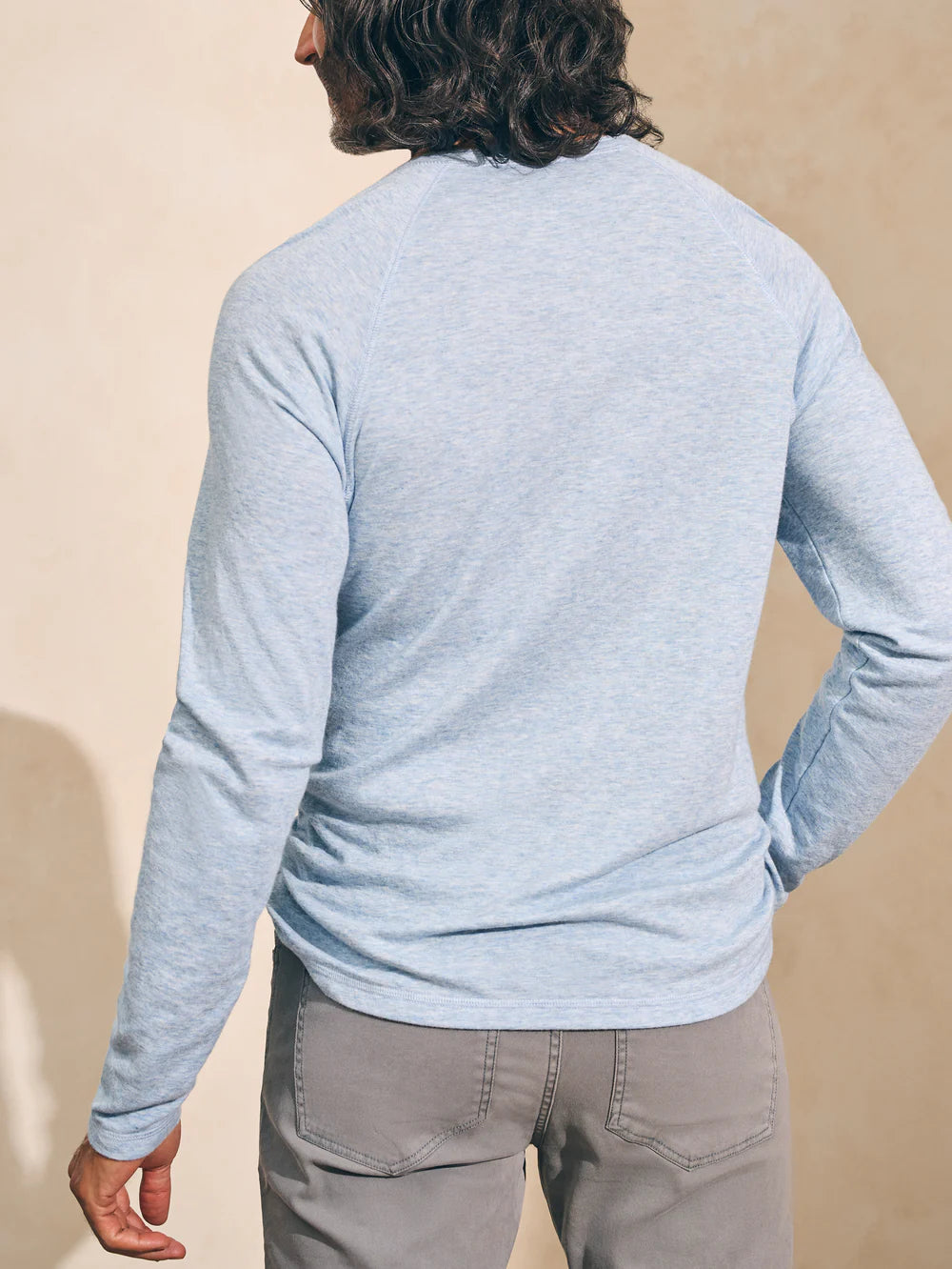 Cloud Cotton Long Sleeve Henley - Light Blue Heather