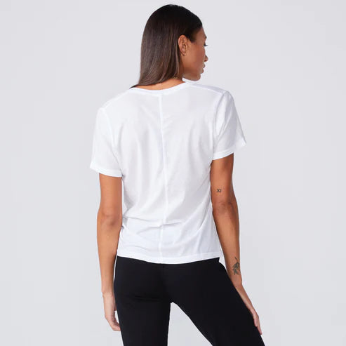 Monrow Fine Jersey Fitted V Neck Tee White