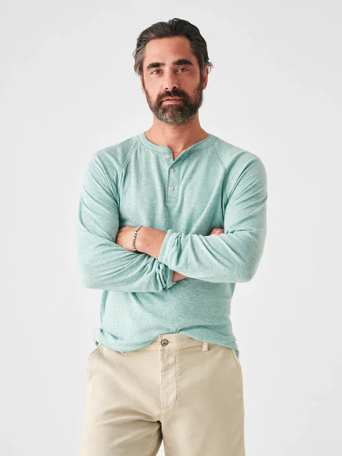 Cloud Cotton Long Sleeve Henley - Smooth Jade Heather