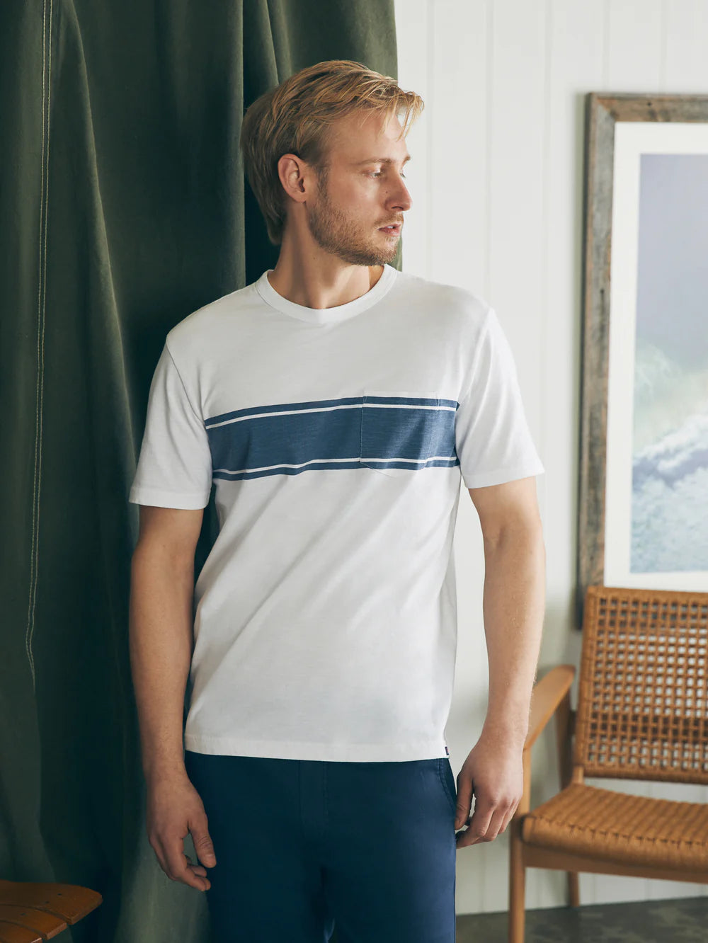 Surf Stripe Sunwashed Tee - White Surf