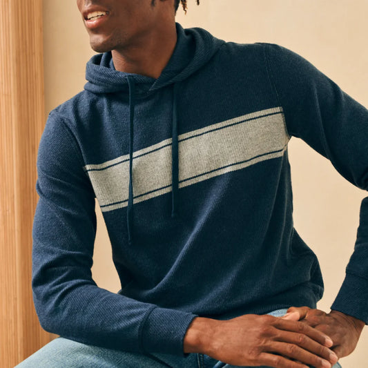 Slub Cotton Hoodie - Surf Stripe Navy