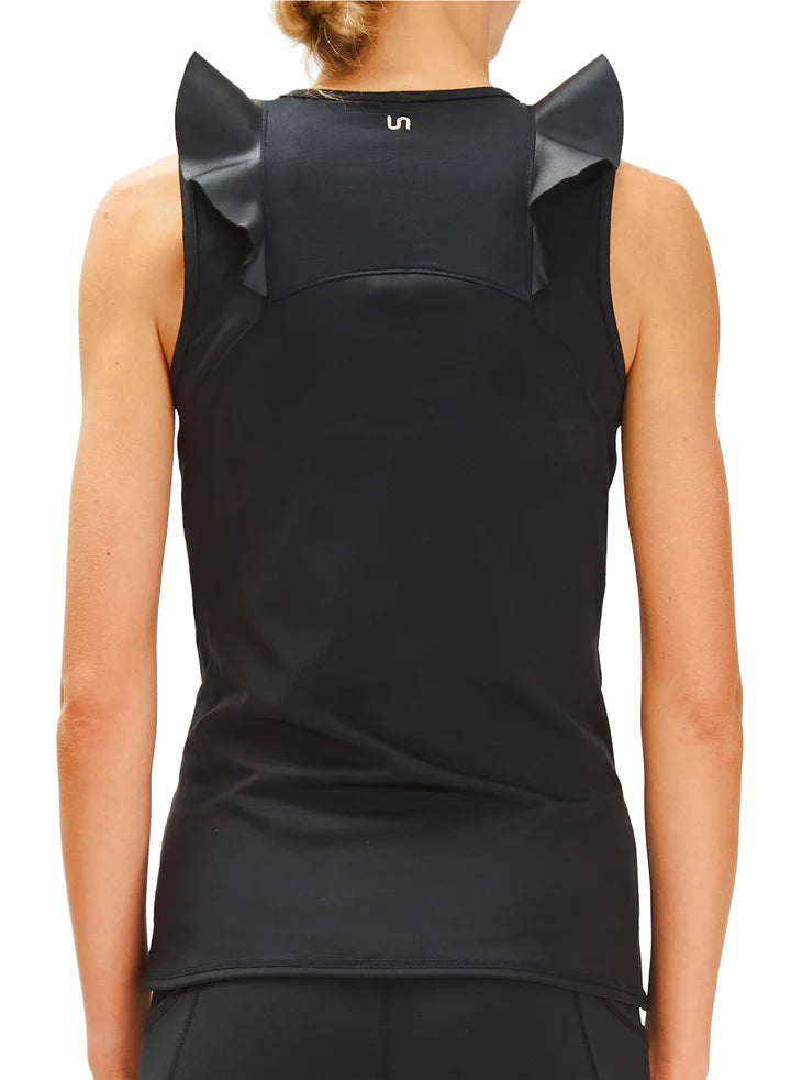 Ruffle Sleeveless Top - Black