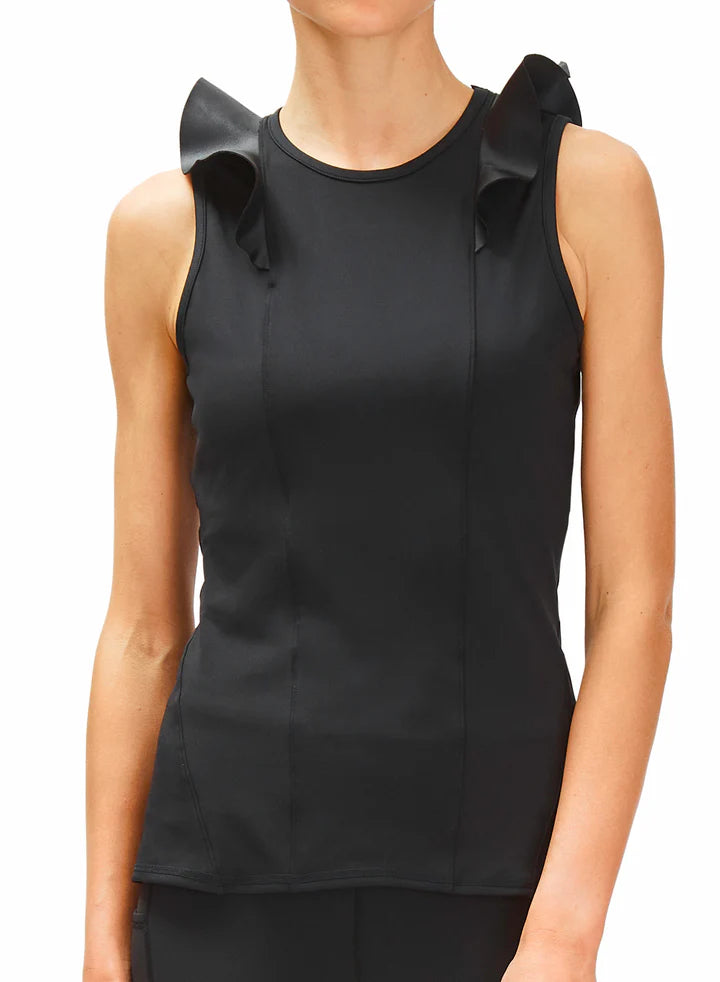 Ruffle Sleeveless Top - Black