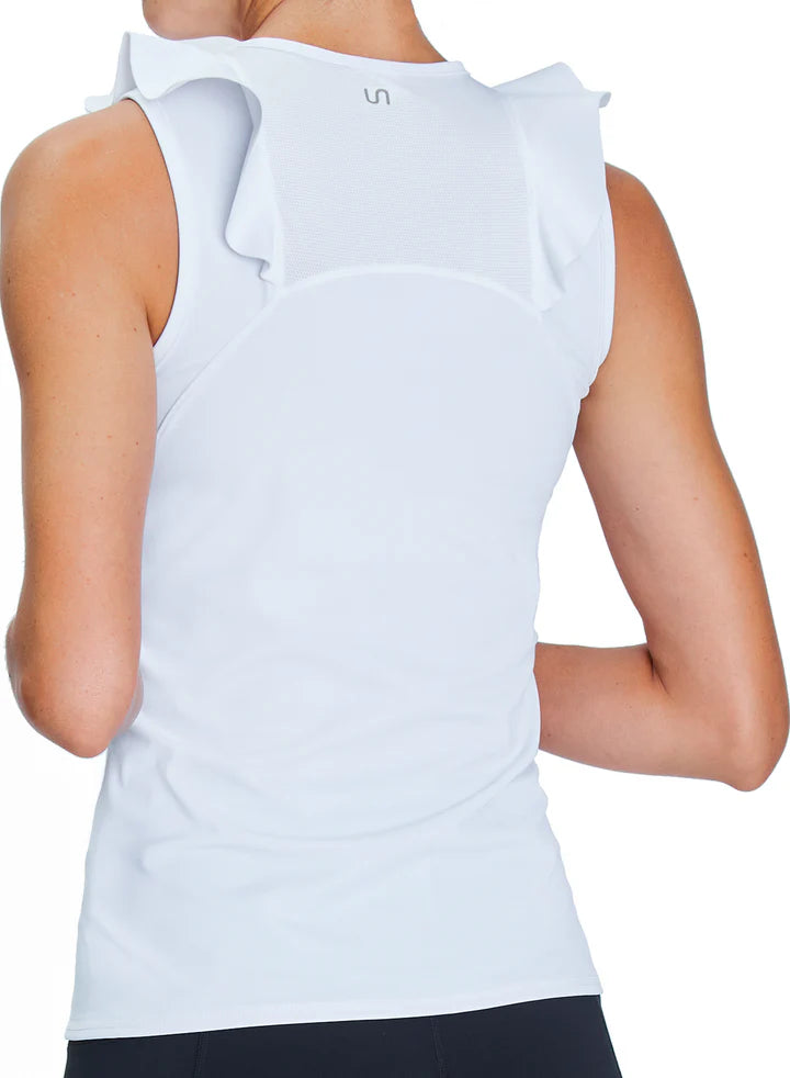 Ruffle Sleeveless Top - White