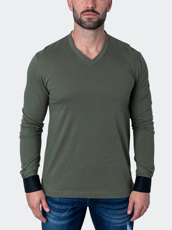 V-Neck Edison Solid Skull - Green