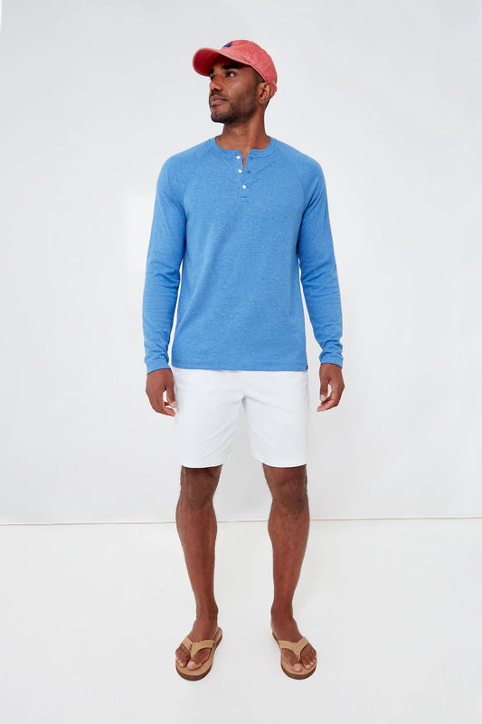 Cloud Cotton Long Sleeve Henley - Ultra Marine Heather