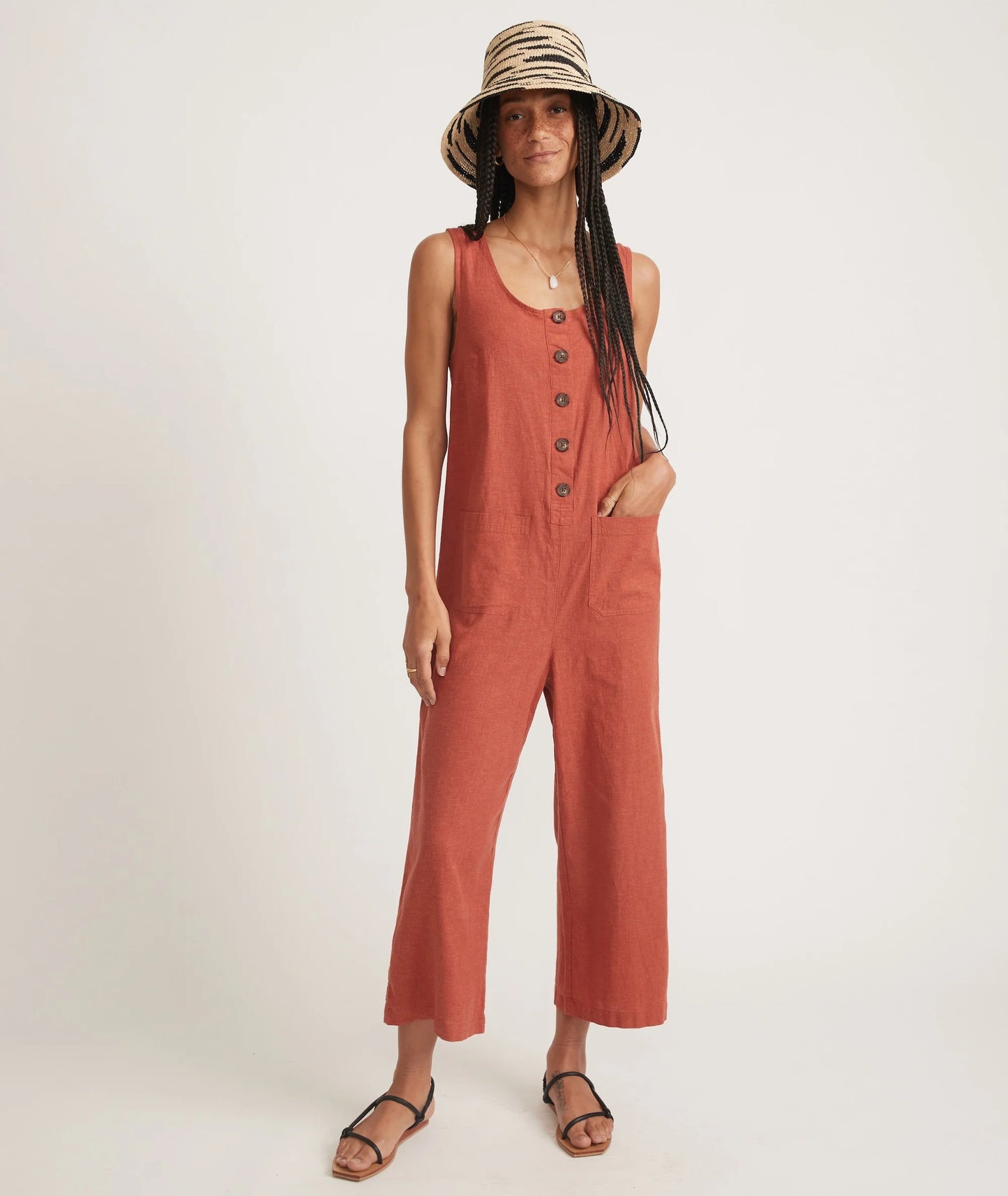 Sydney Beach Jumpsuit - Baked Clay