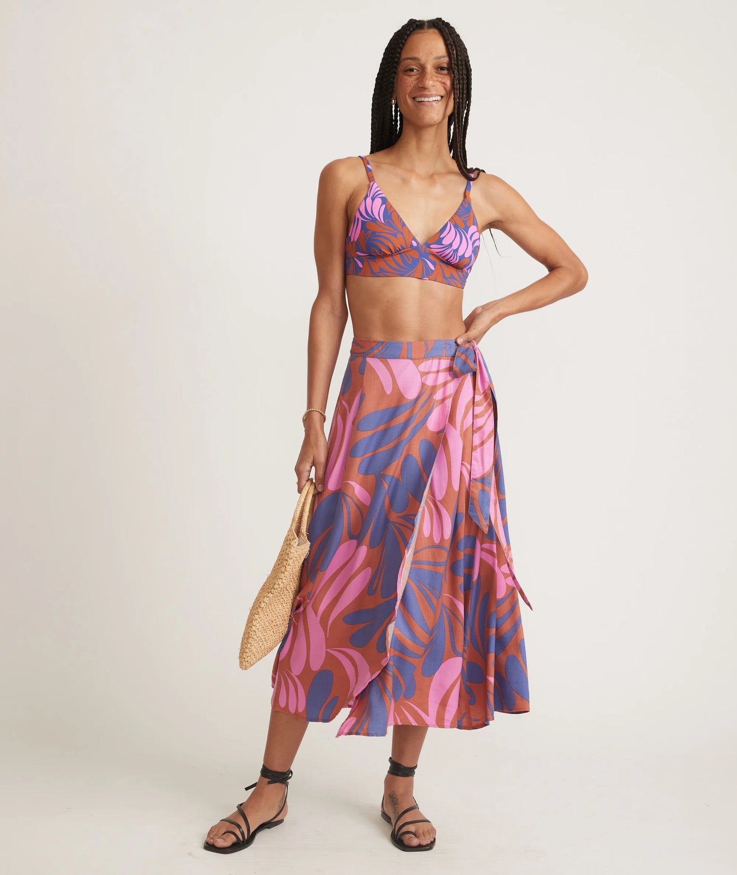 Valencia Midi Skirt - Auburn Abstract Floral