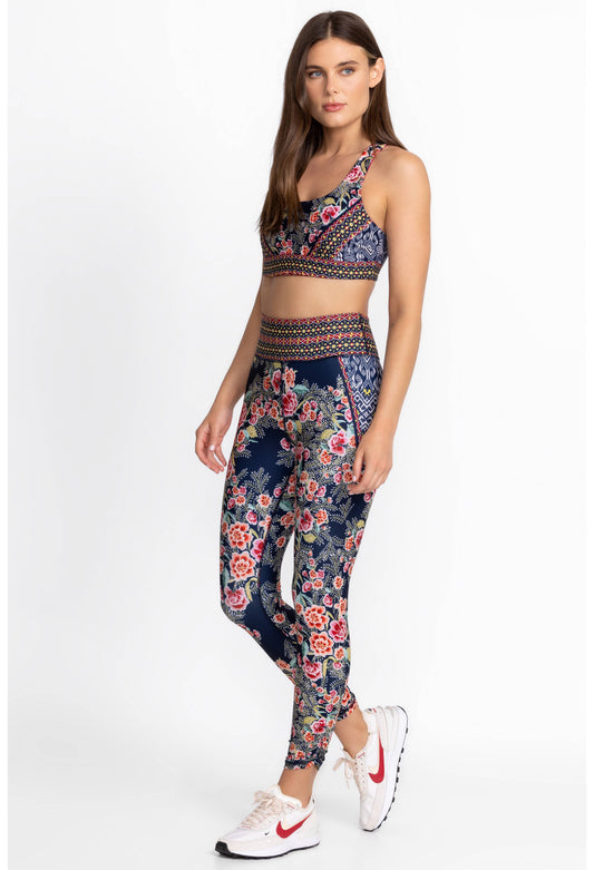 Bee Active High Waist Ruched Legging - Aztec Flower