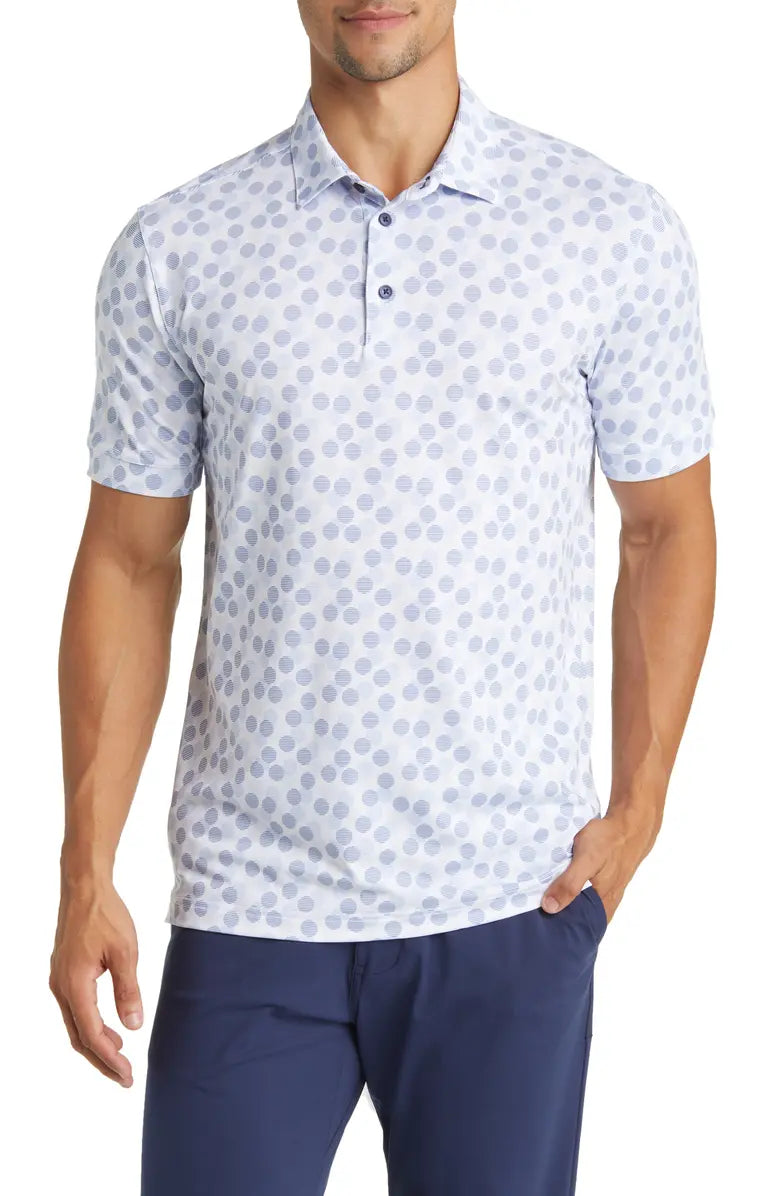 Versa Polo - White With Blue Circles