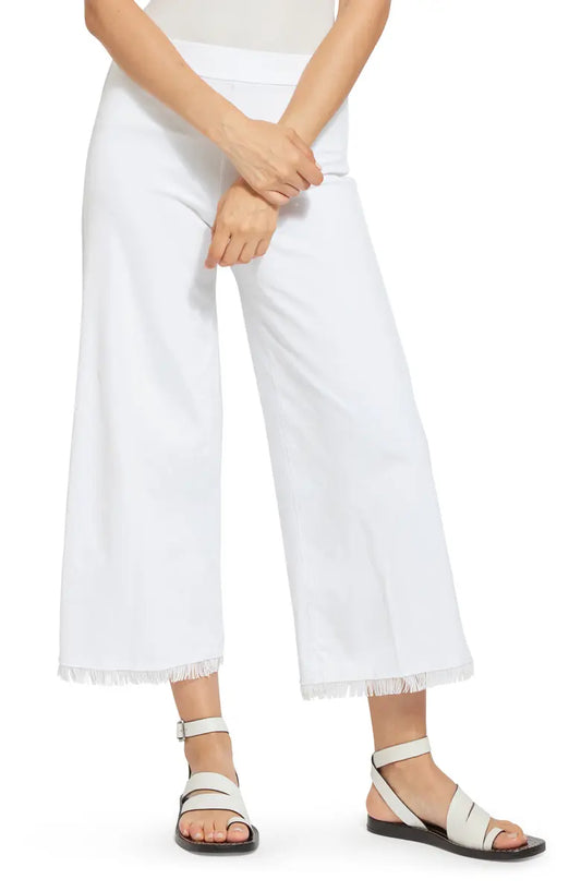 Coastal Wide Leg Fringe Crop - White