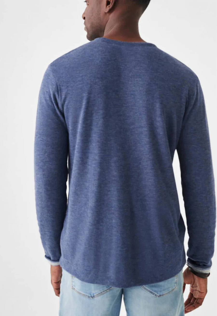 Cloud Long Sleeve Reversible  Crewneck - Navy Heather/Prairie Water Stripe