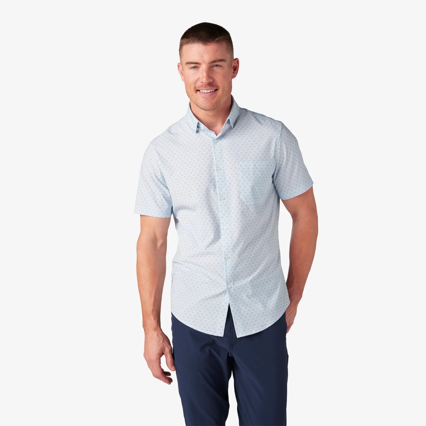 Leeward Dress Shirt - Sky Circle Dot