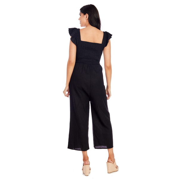 Cara Black Smocked Jumpsuit