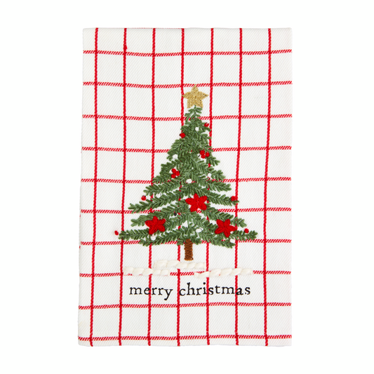 Tree Classic Christmas Embroidered Towel