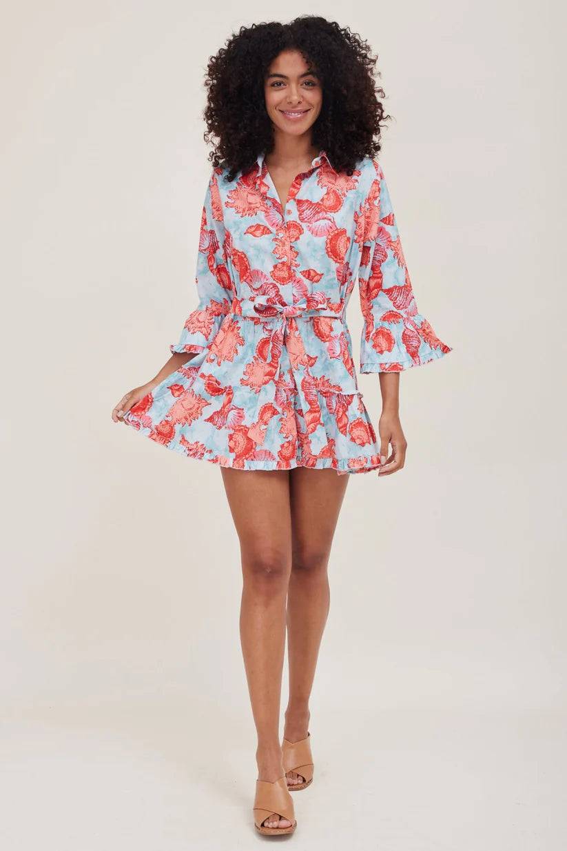 Alcee Belted Mini Dress in Shallow Shells