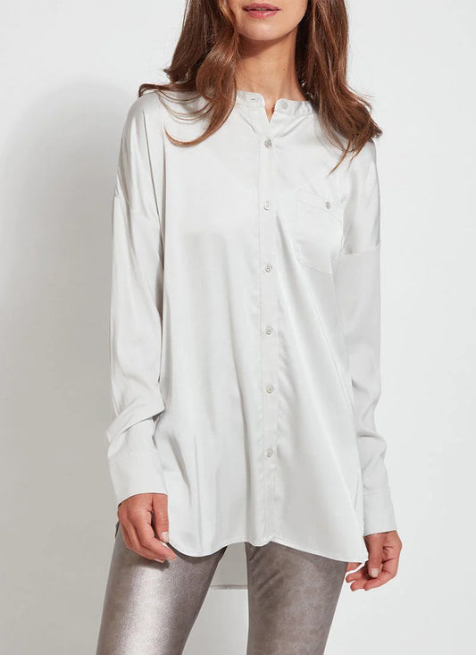 The Eco Satin Shirt - Pearl Grey