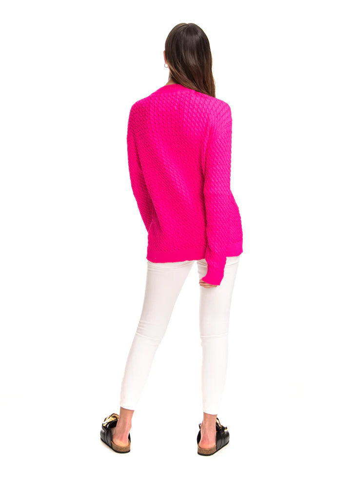 Cable Stars Oversized Sweater Pink