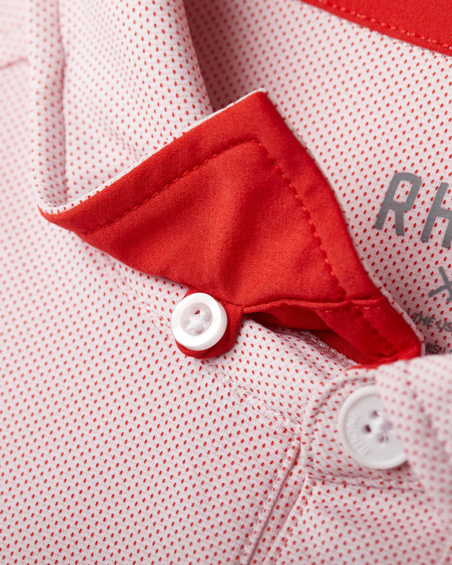 COMMUTER POLO - RED/WHITE MICRO DOT